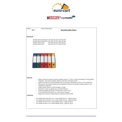 Registratore commerciale TOPToo con custodia dorso 5 cm rosso 23x30 cm - FMCRTU5RO